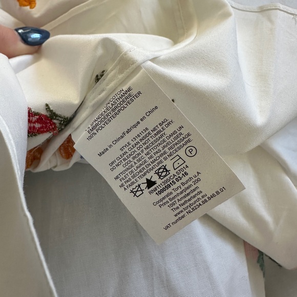 Tory Burch Floral Embroidered Off-Shoulder White Top, Size 14 - Picture 7 of 7